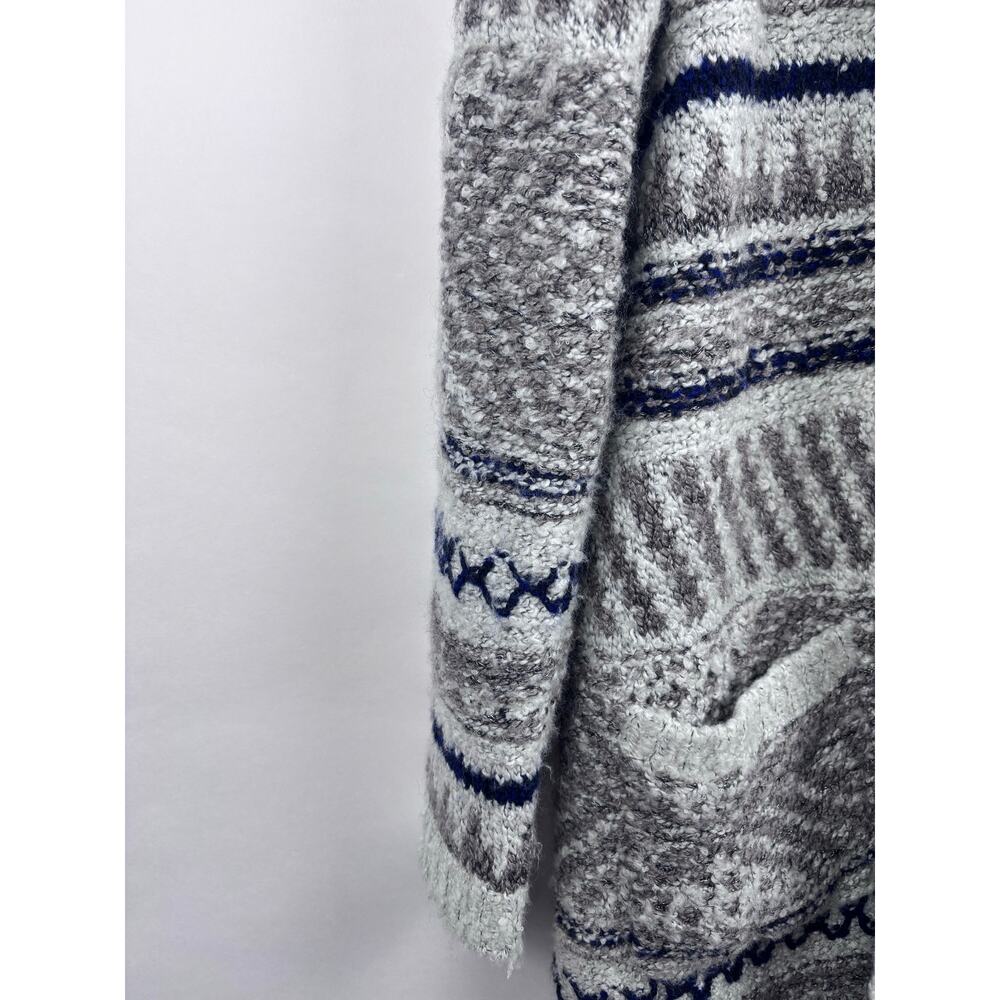 Lucky Brand Gray Blue Silver Hooded Knit Cardigan Sweater Coat Small - Picture 4 of 11